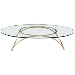 1950s French Bronze Oval Coffee Table