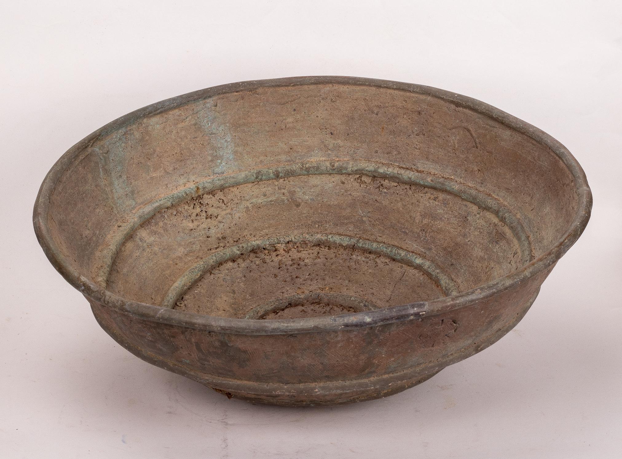 1950s French bronze round rimmed bowl.