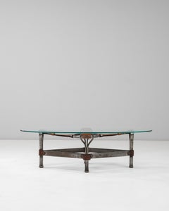 1950s French Brutalist Glass Coffee Table By Jacques Adnet