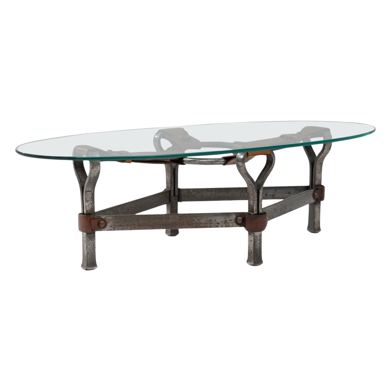 1950s French Brutalist Glass Coffee Table By Jean Pierre Ryckaert