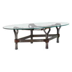 1950s French Brutalist Glass Coffee Table By Jean Pierre Ryckaert