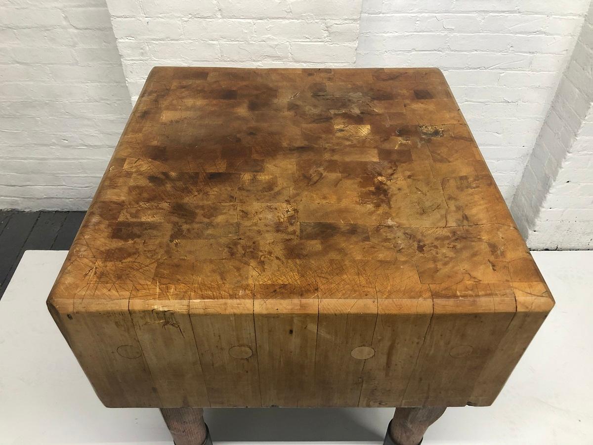 1950s French Butcher Block Table 4