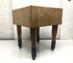 1950s French Butcher Block Table
