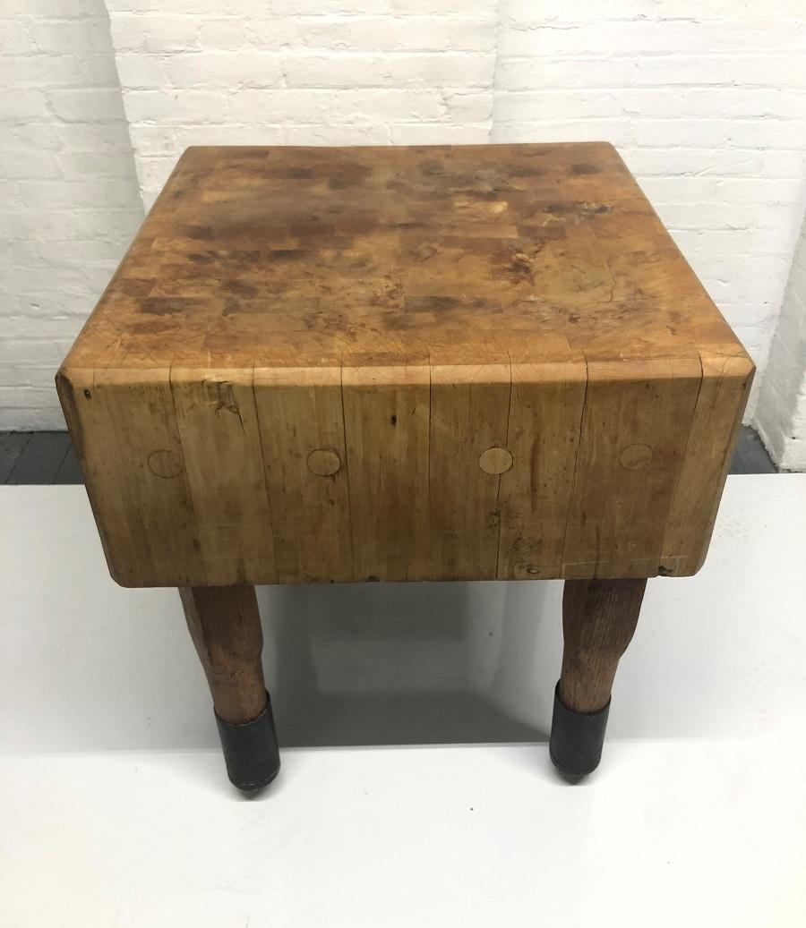 Rustic 1950s French Butcher Block Table