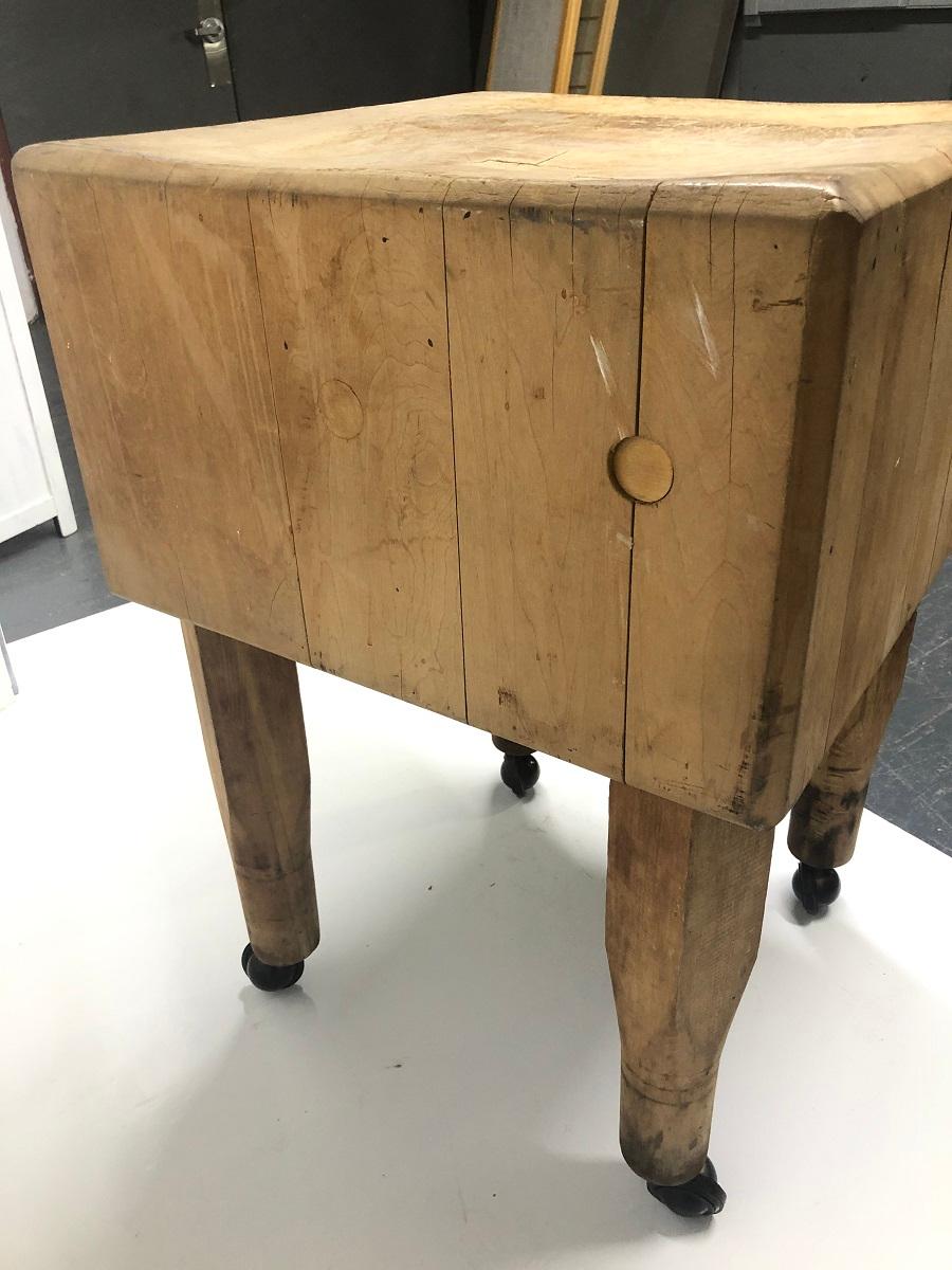 1950s French Butcher Block Table 1