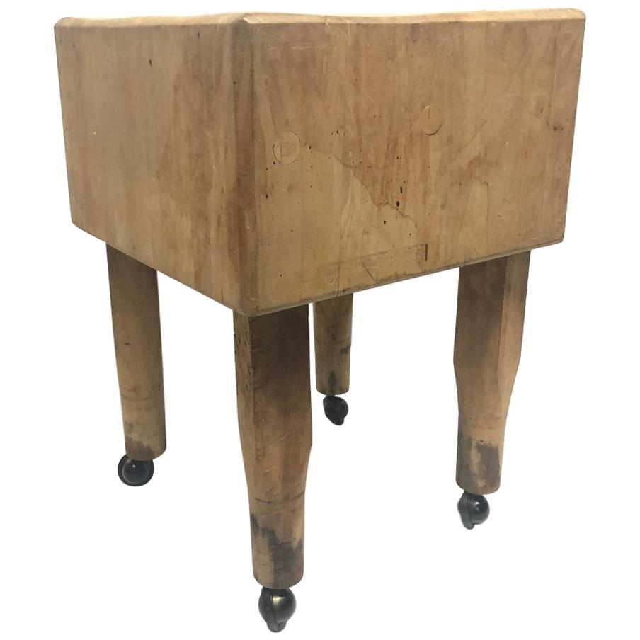 1950s French Butcher Block Table