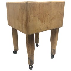 Vintage 1950s French Butcher Block Table