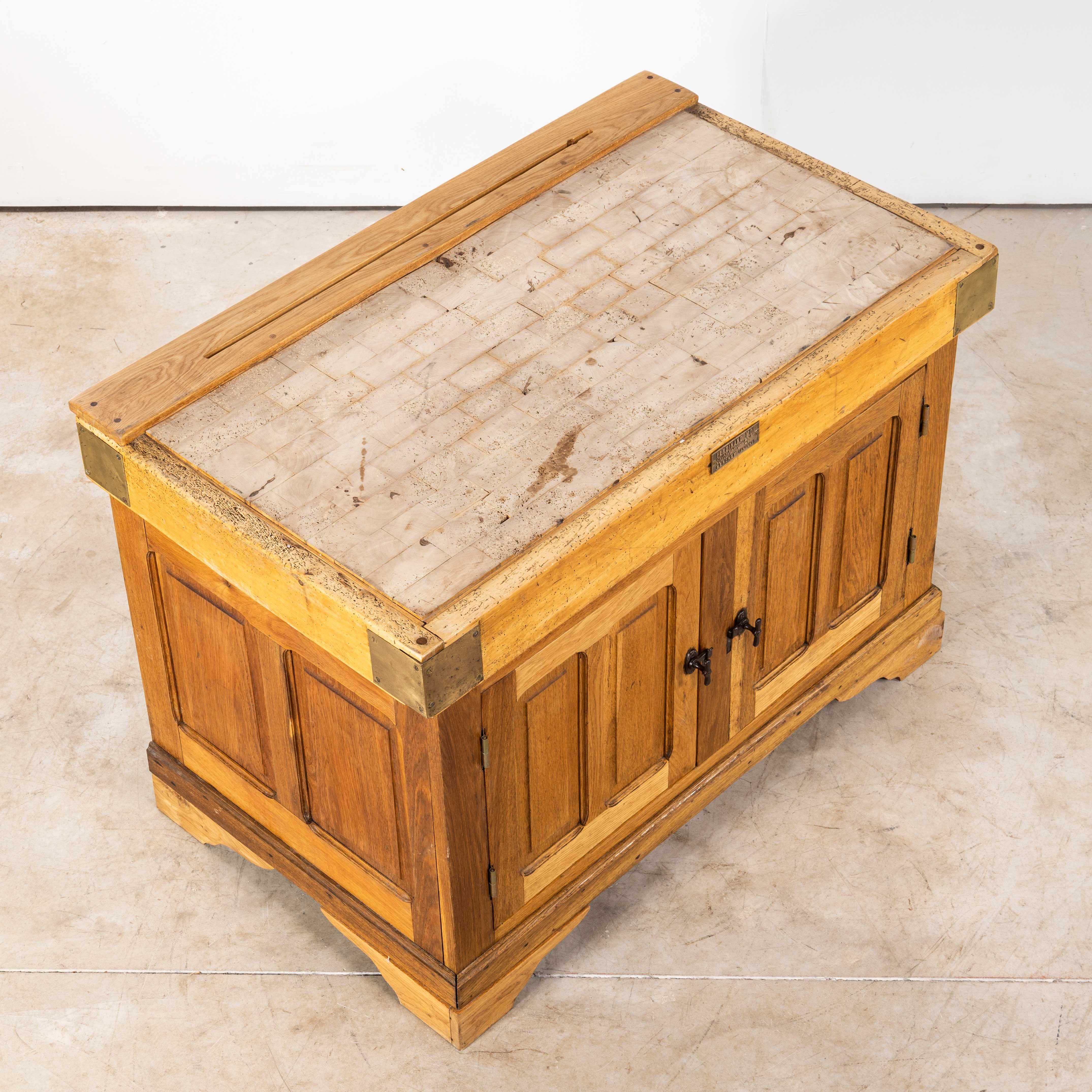 1950's French Butchers Cabinet With Butchers Block Top. 4