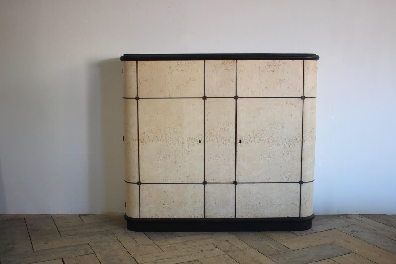 20th Century 1950s French Cabinet in Bleached Bird's-Eye Maple