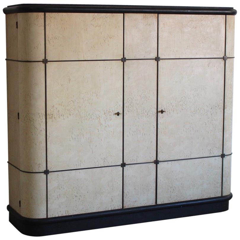 1950s French Cabinet in Bleached Bird's-Eye Maple