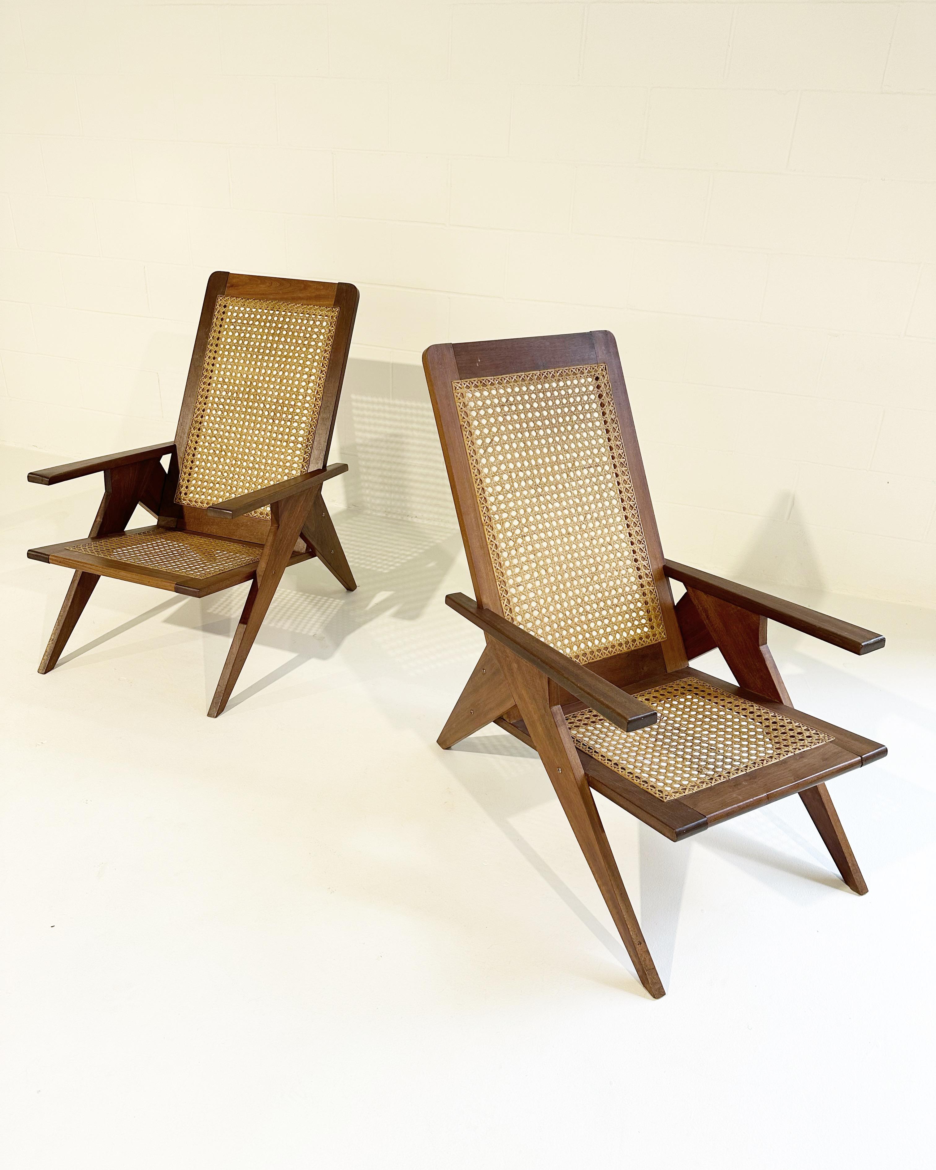 Adirondack 1950s French Cane Back Chairs, Pair For Sale