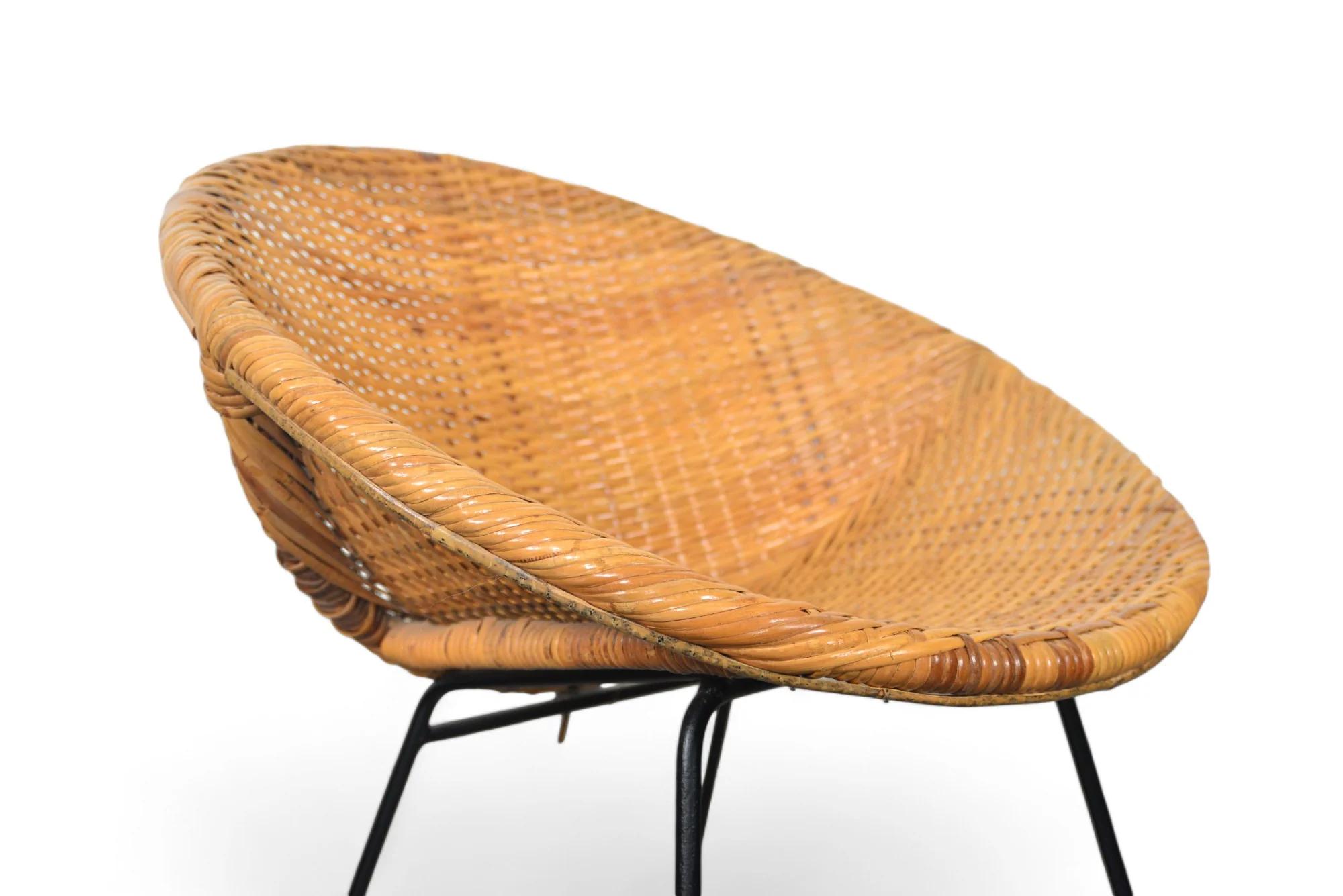 1950s French Cane Lounge / Occasional Chair In Good Condition For Sale In Berkeley, CA
