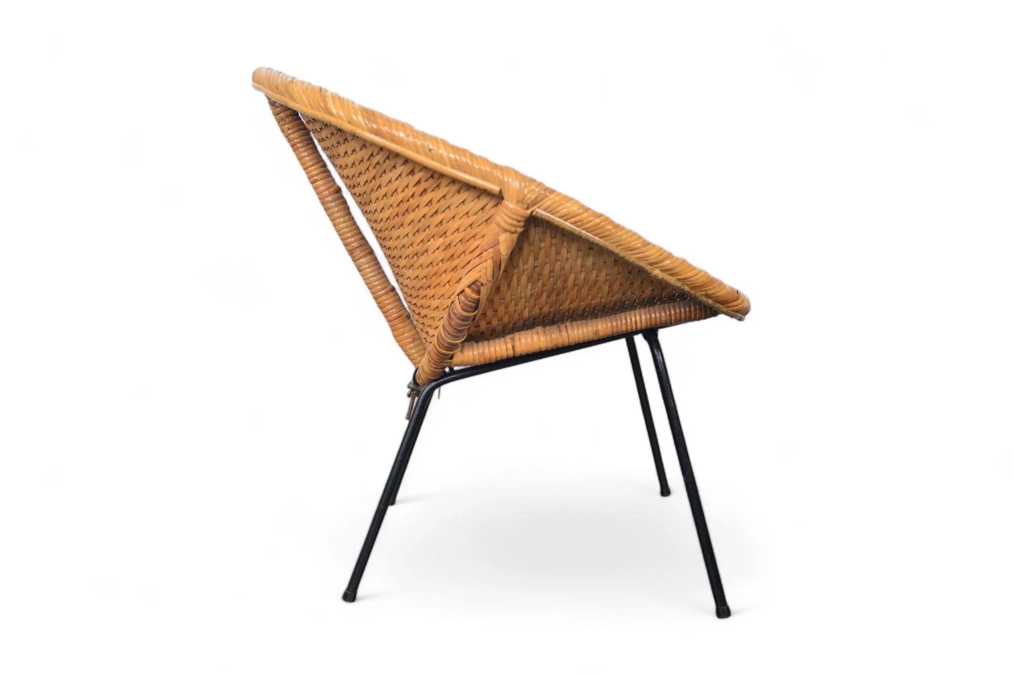20th Century 1950s French Cane Lounge / Occasional Chair For Sale