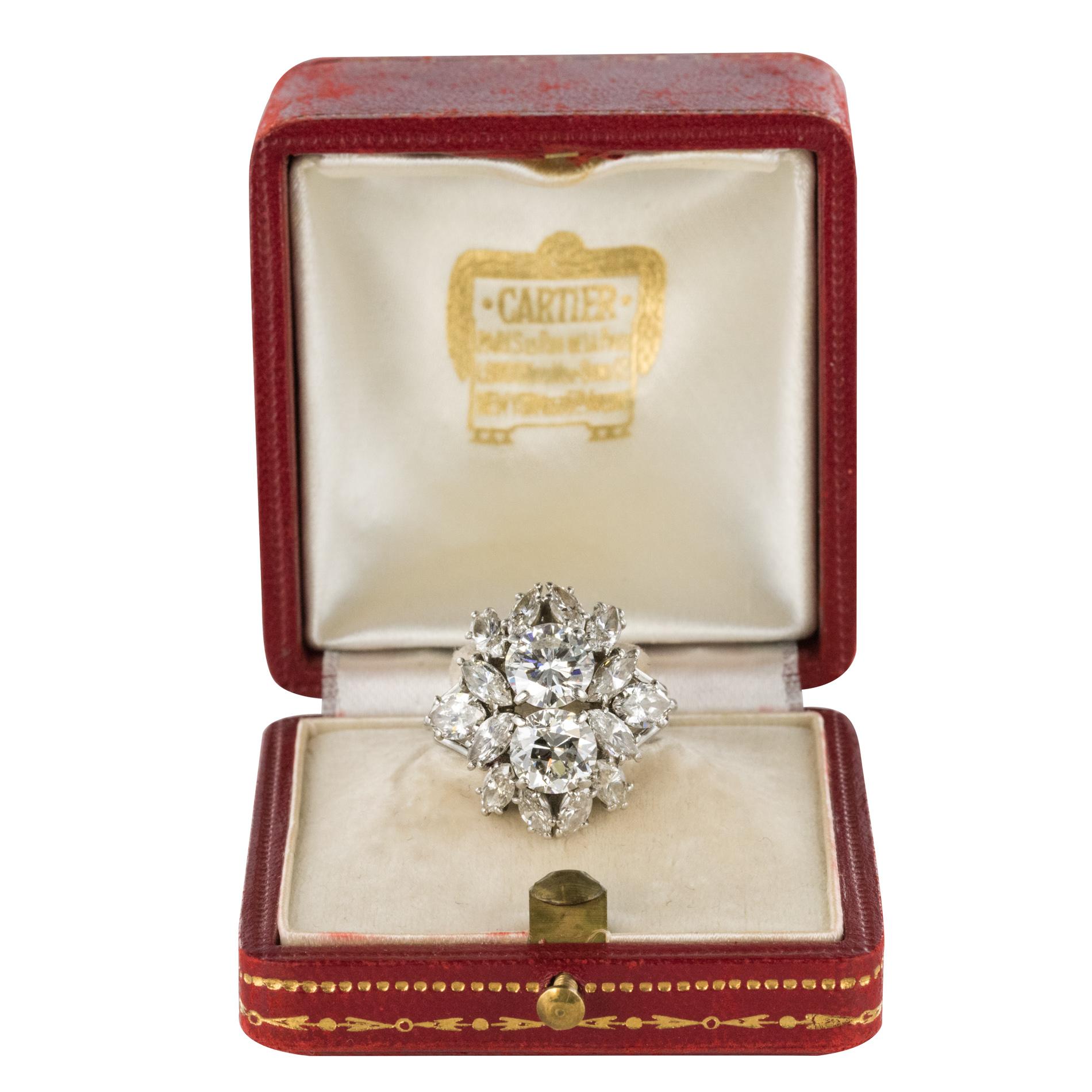 1950er Jahre Französisch Cartier 7 Karat Diamant Platin Ring im Angebot 6