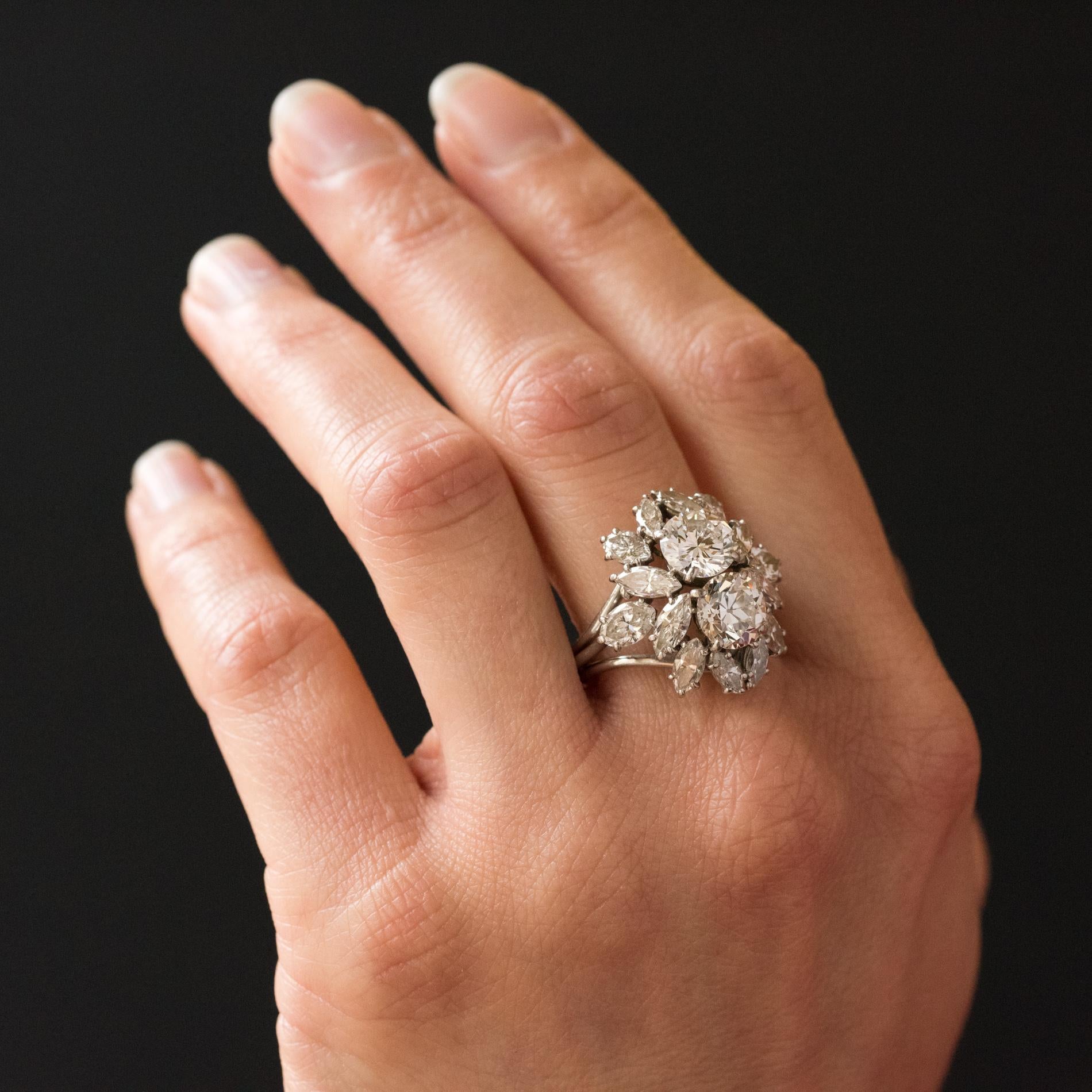 1950er Jahre Französisch Cartier 7 Karat Diamant Platin Ring im Angebot 8