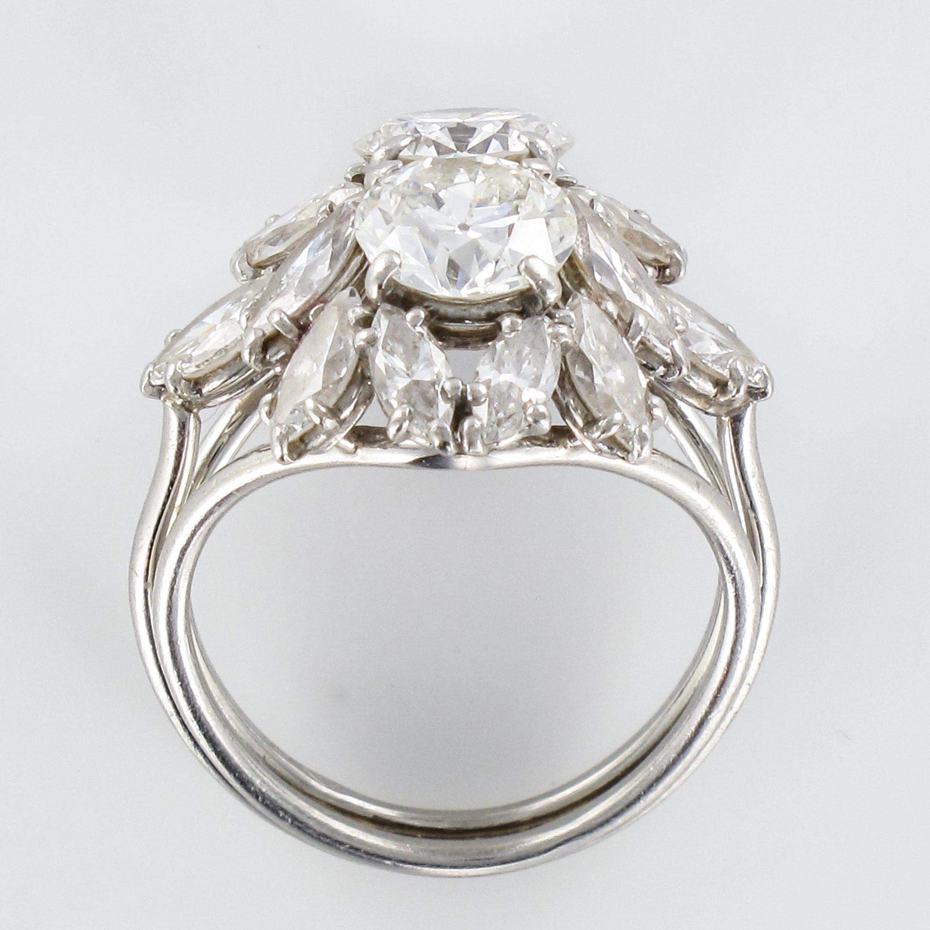 1950s French Cartier 7 Carat Diamond Platinum Ring For Sale 8