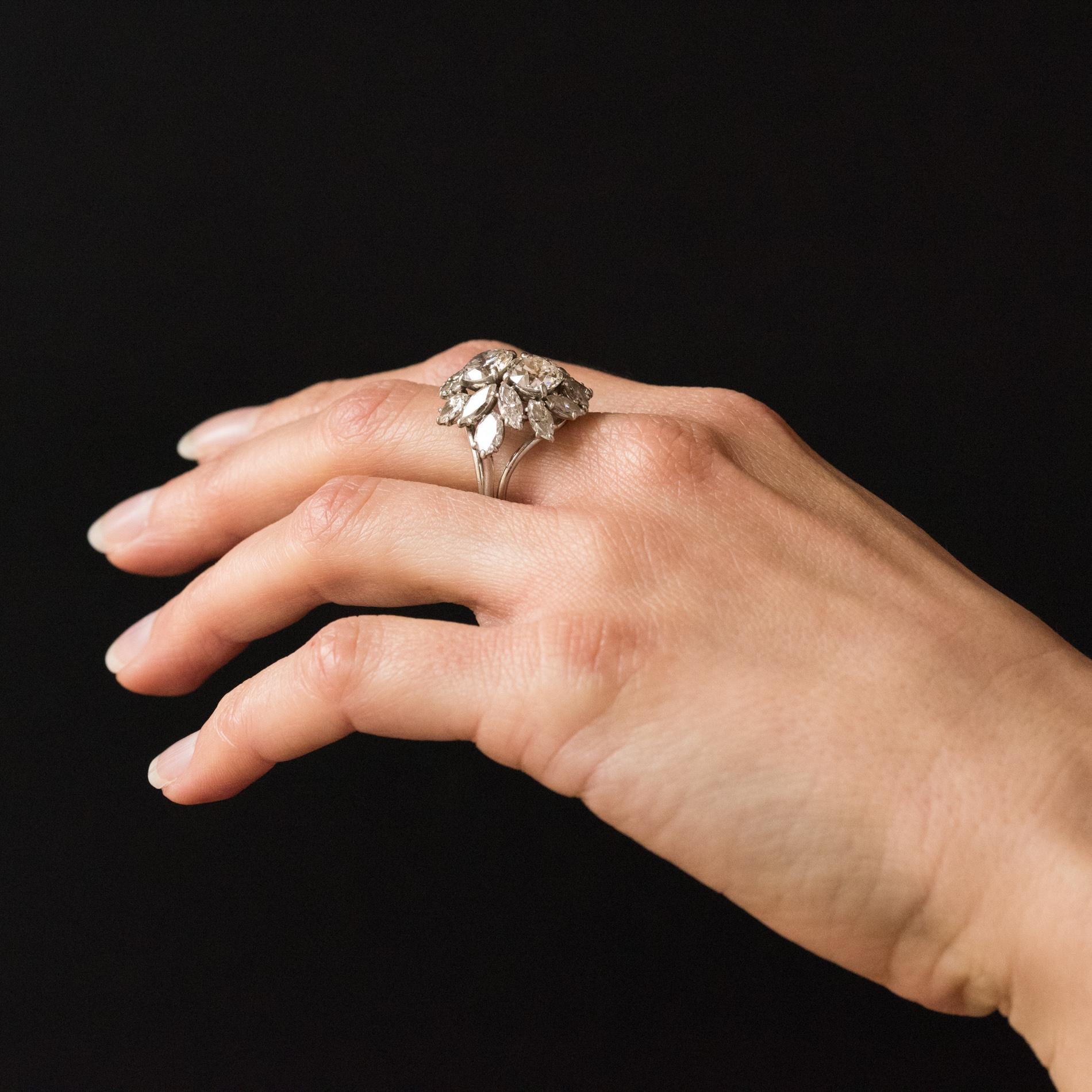 1950er Jahre Französisch Cartier 7 Karat Diamant Platin Ring im Angebot 12