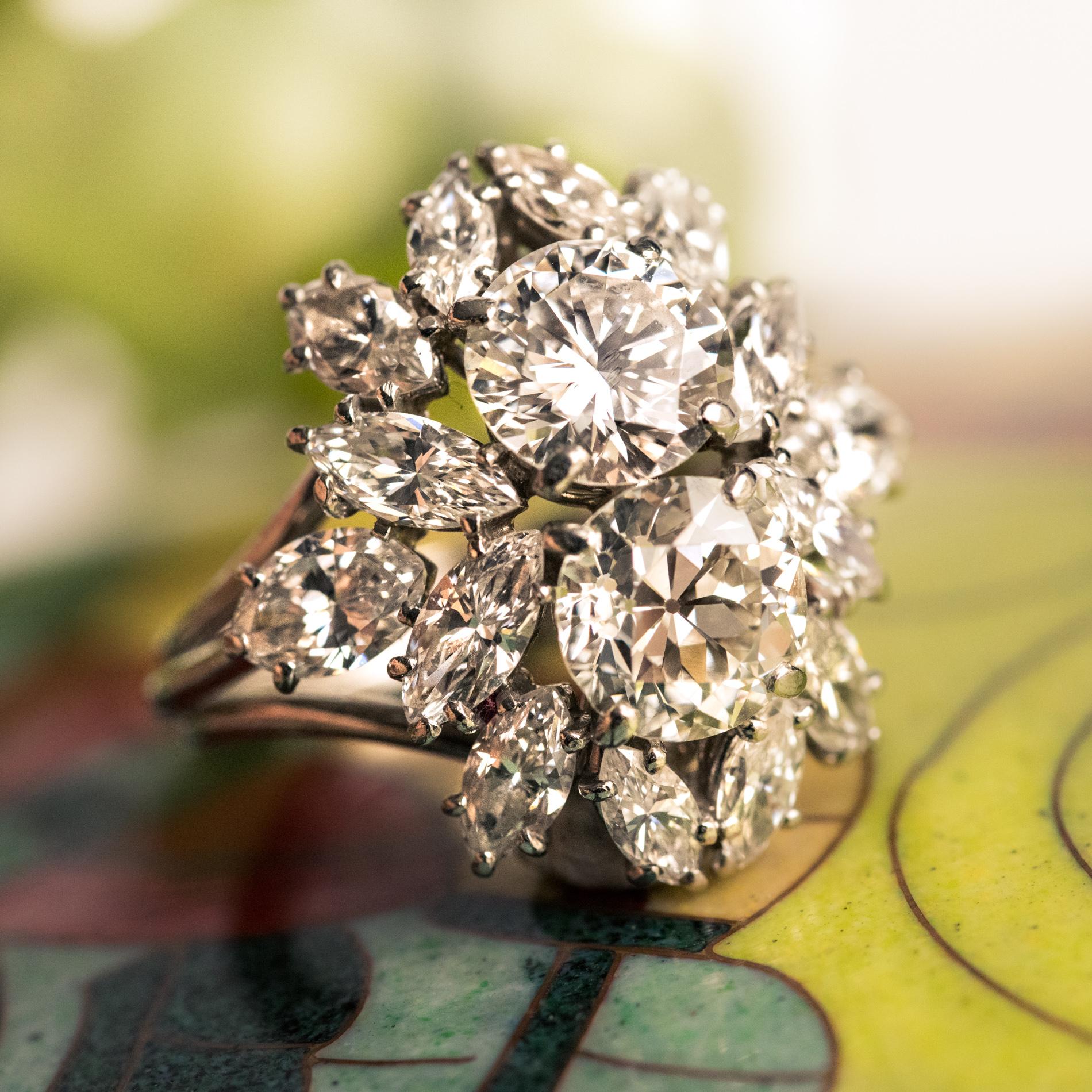 1950er Jahre Französisch Cartier 7 Karat Diamant Platin Ring (Retro) im Angebot