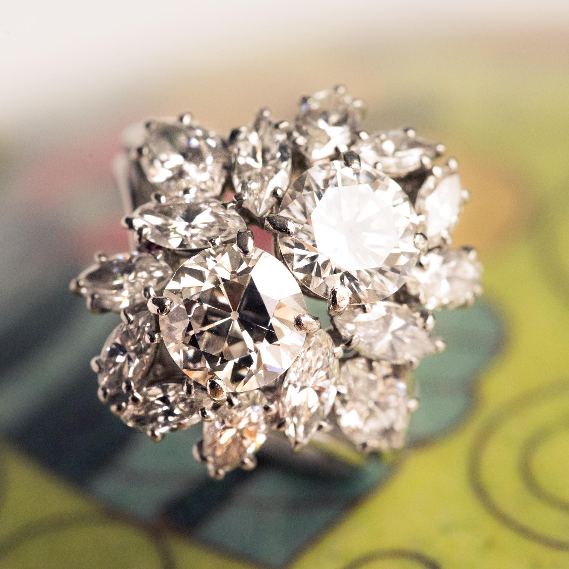 1950er Jahre Französisch Cartier 7 Karat Diamant Platin Ring Damen im Angebot