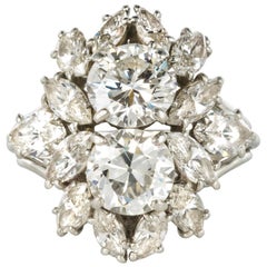 Cartier, bague française des années 1950 en platine et diamants de 7 carats