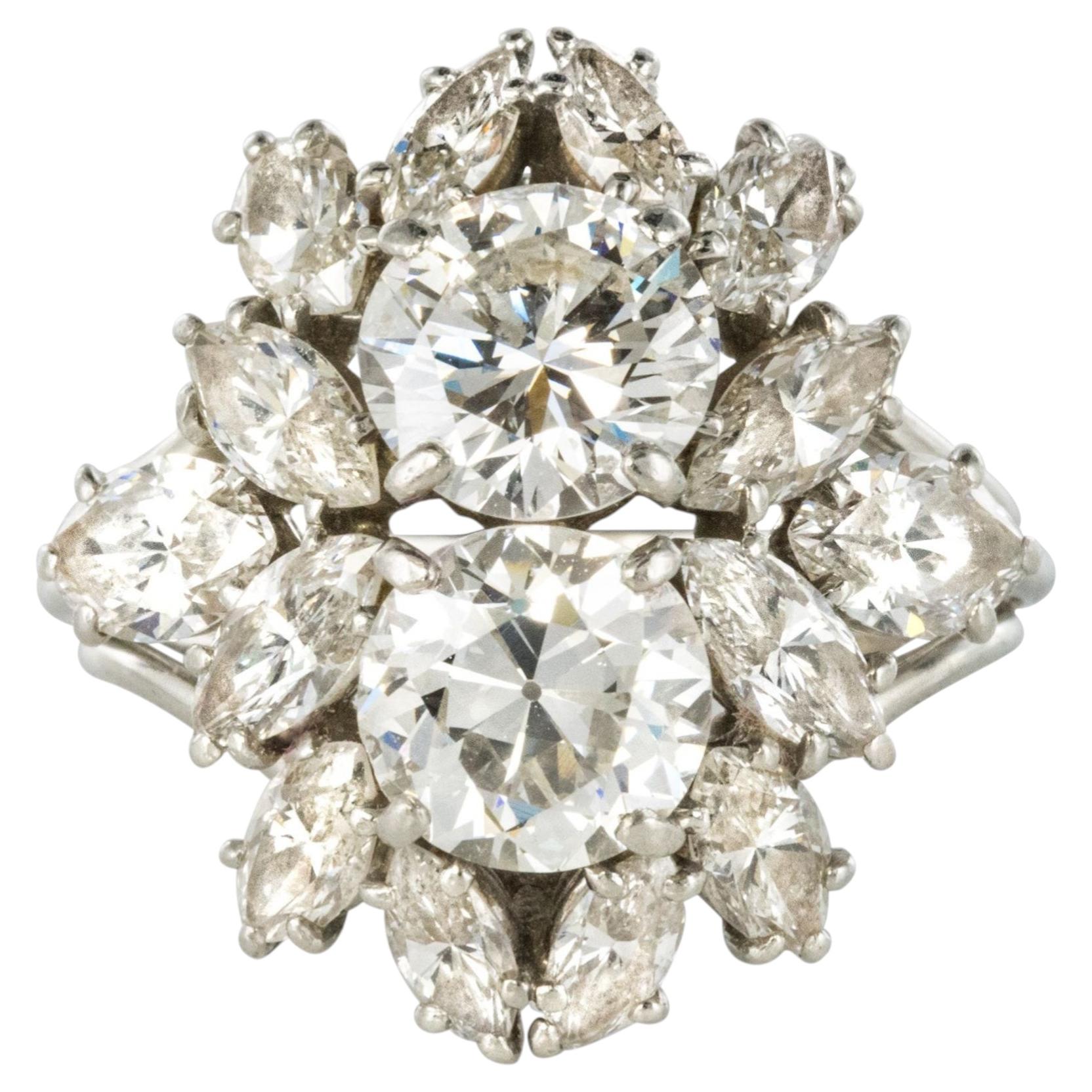 1950s French Cartier 7 Carat Diamond Platinum Ring
