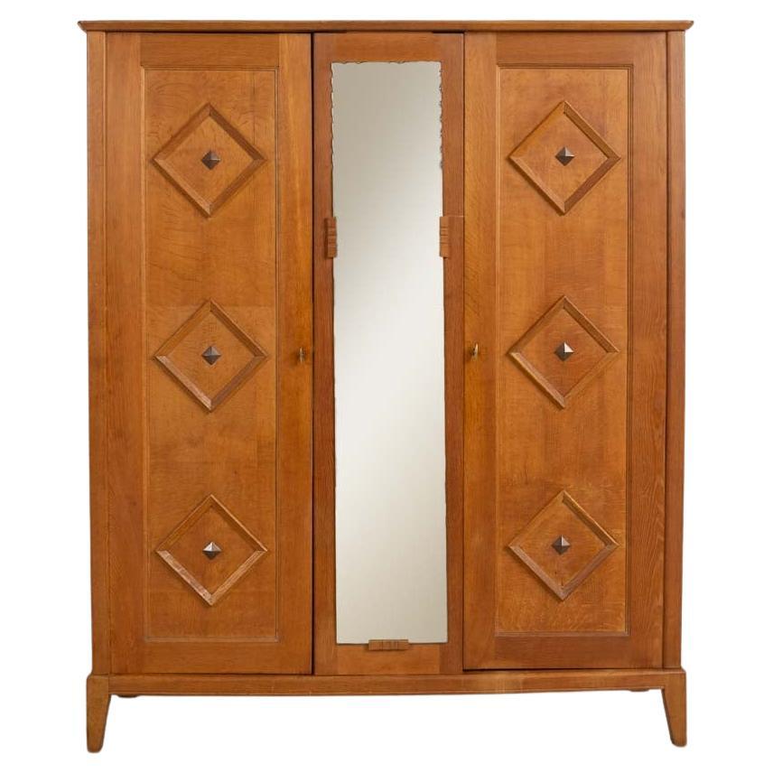 1950s French Carved Wood Cabinet in vendita