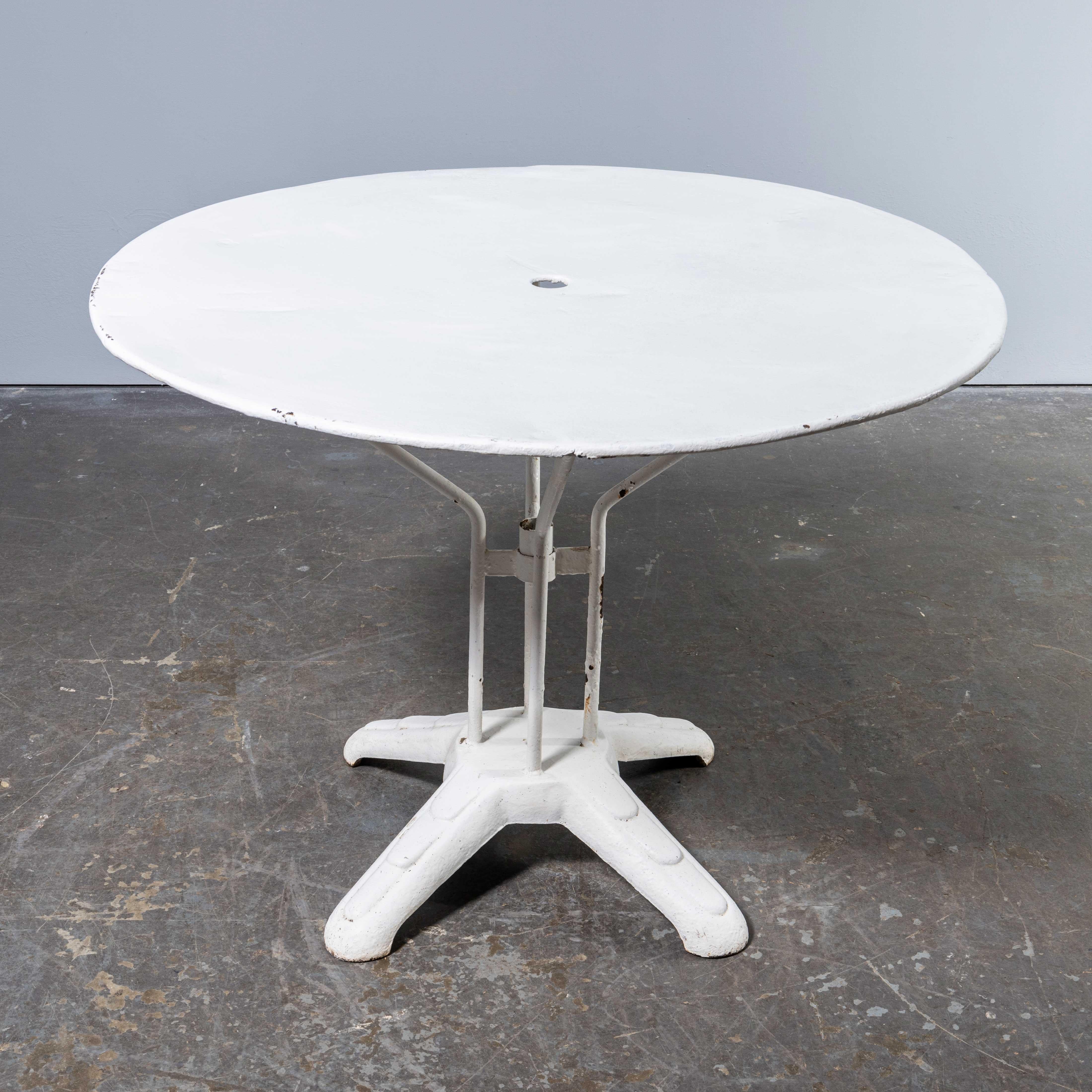 1950's French Cast Base Elegant White Outdoor Table For Sale at 1stDibs