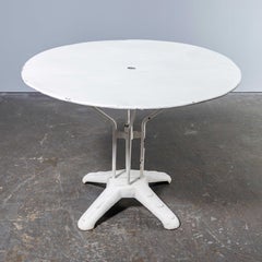 1950's French Cast Base Elegant White Outdoor Table