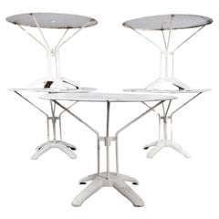 1950's French Cast Base Elegant White Outdoor Table