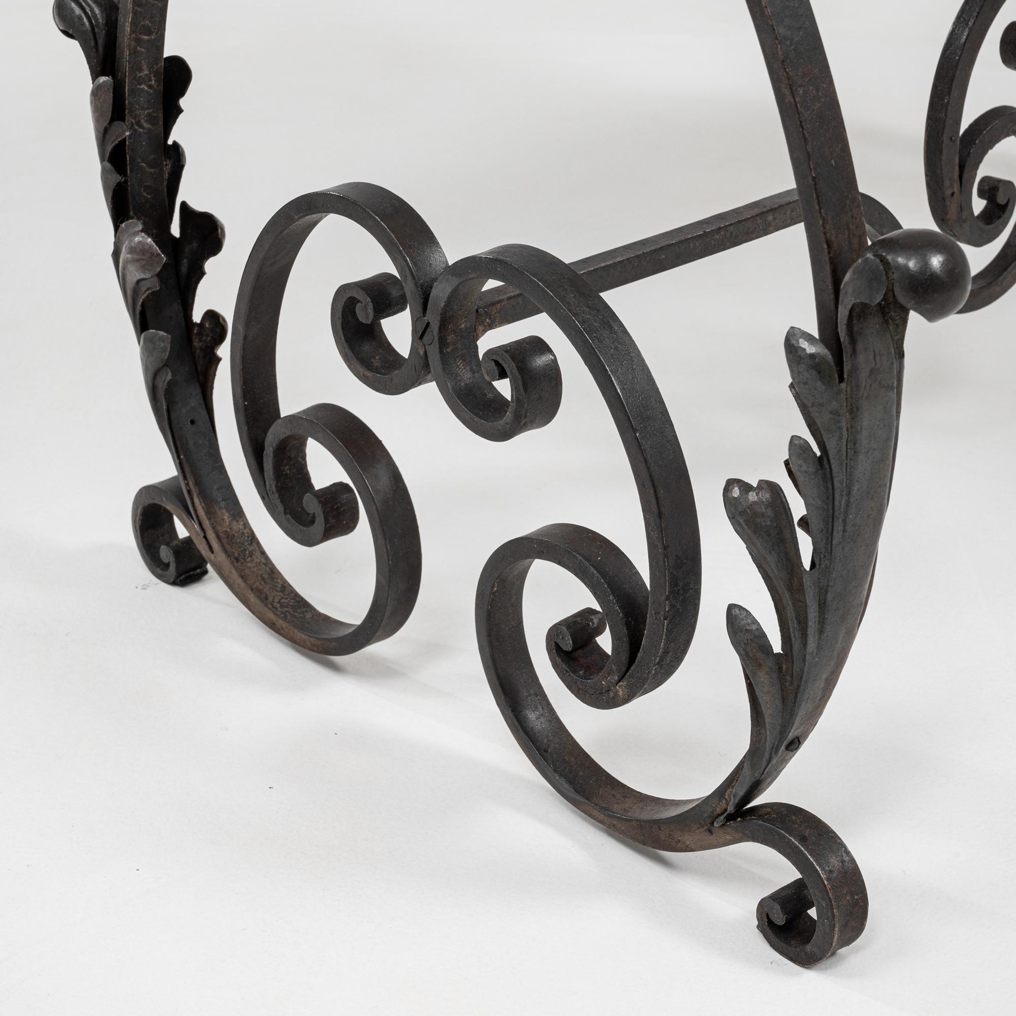 1950s French Cast Iron Side Table With Marble Top For Sale 5