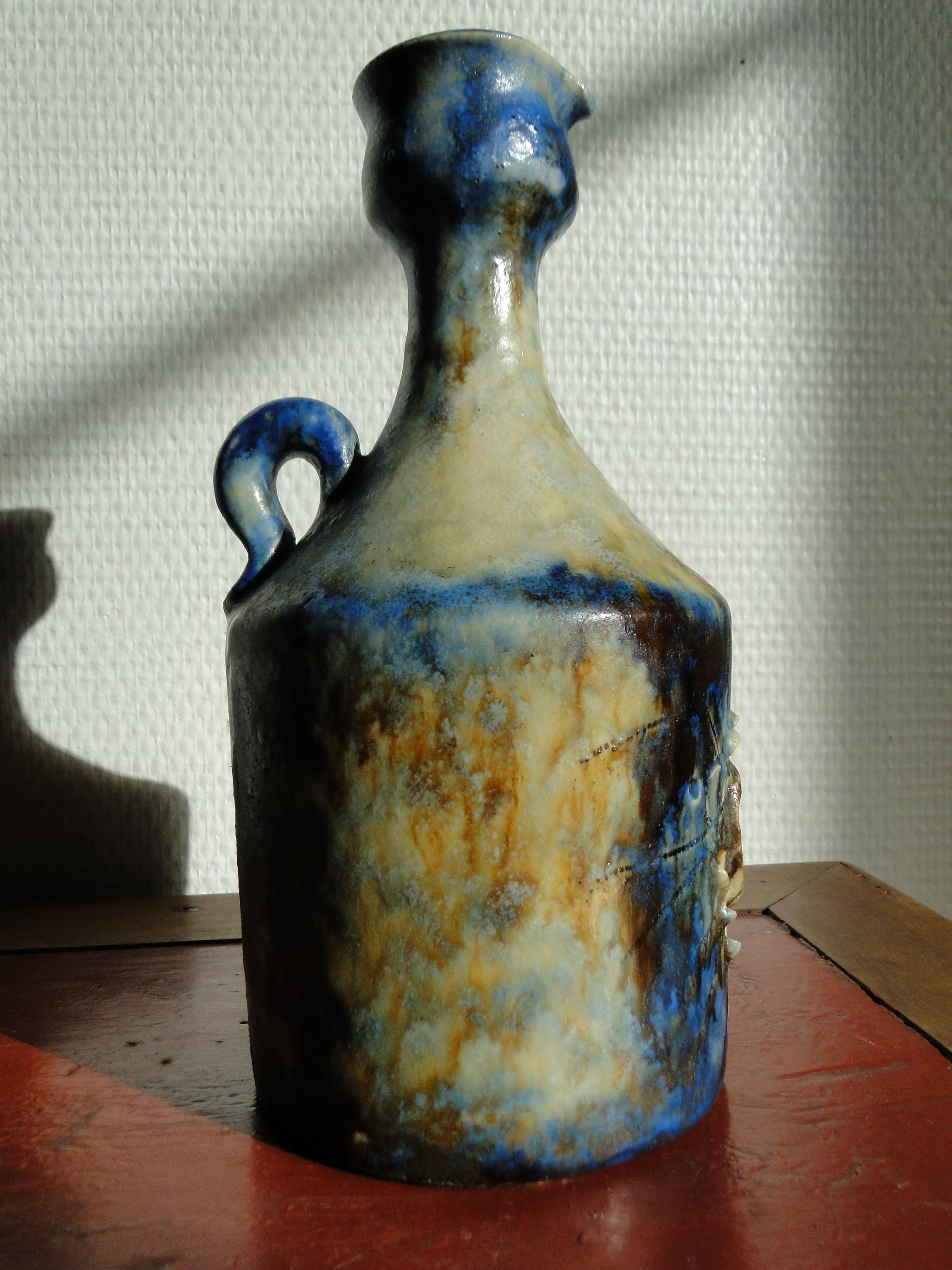 Jacques Pouchain and Atelier Dieulefit France French Ceramic Bottle  In Excellent Condition For Sale In Lège Cap Ferret, FR