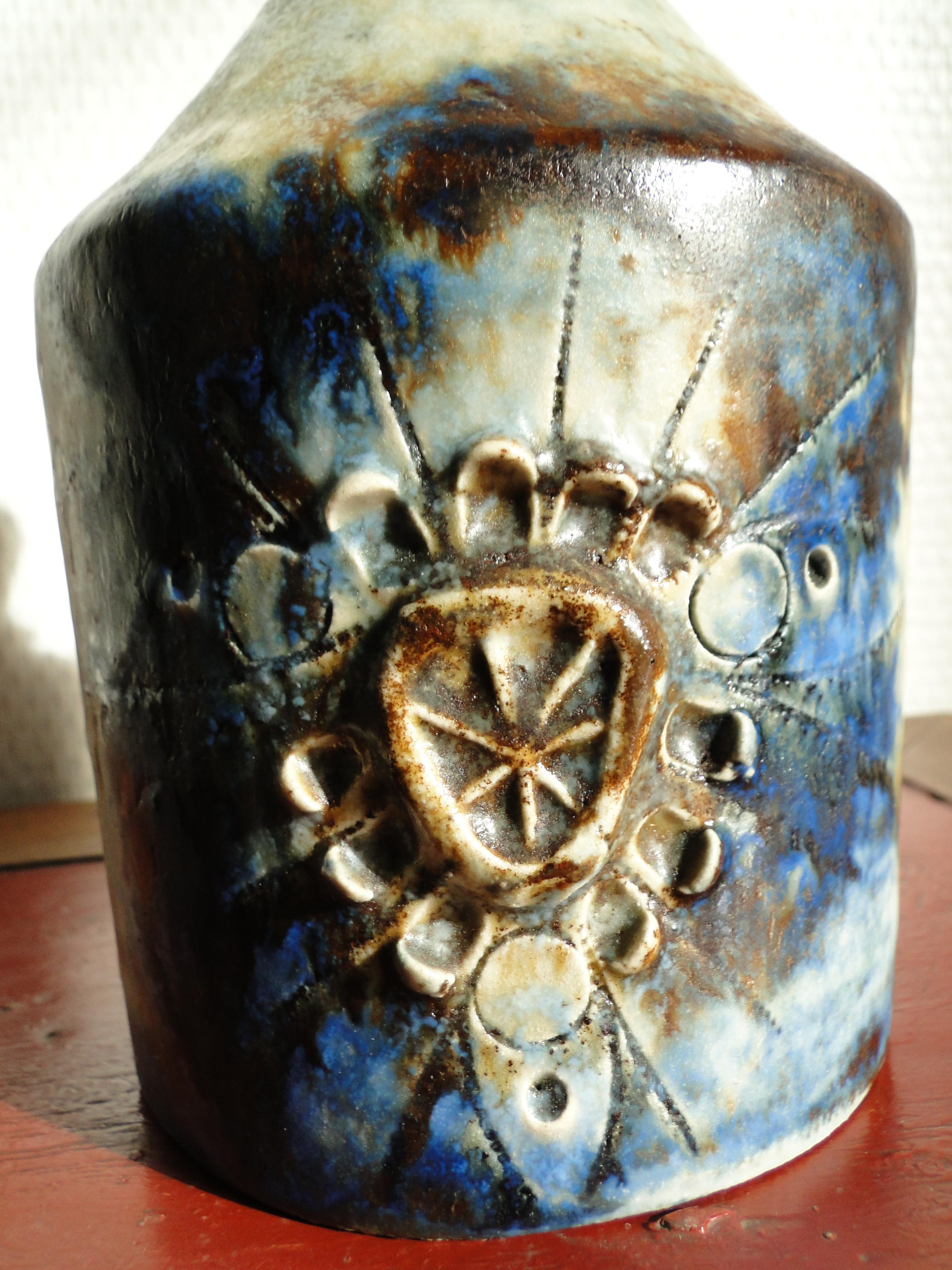 XX secolo Jacques Pouchain e Atelier A Dieulefit Francia Bottiglia di ceramica francese in vendita