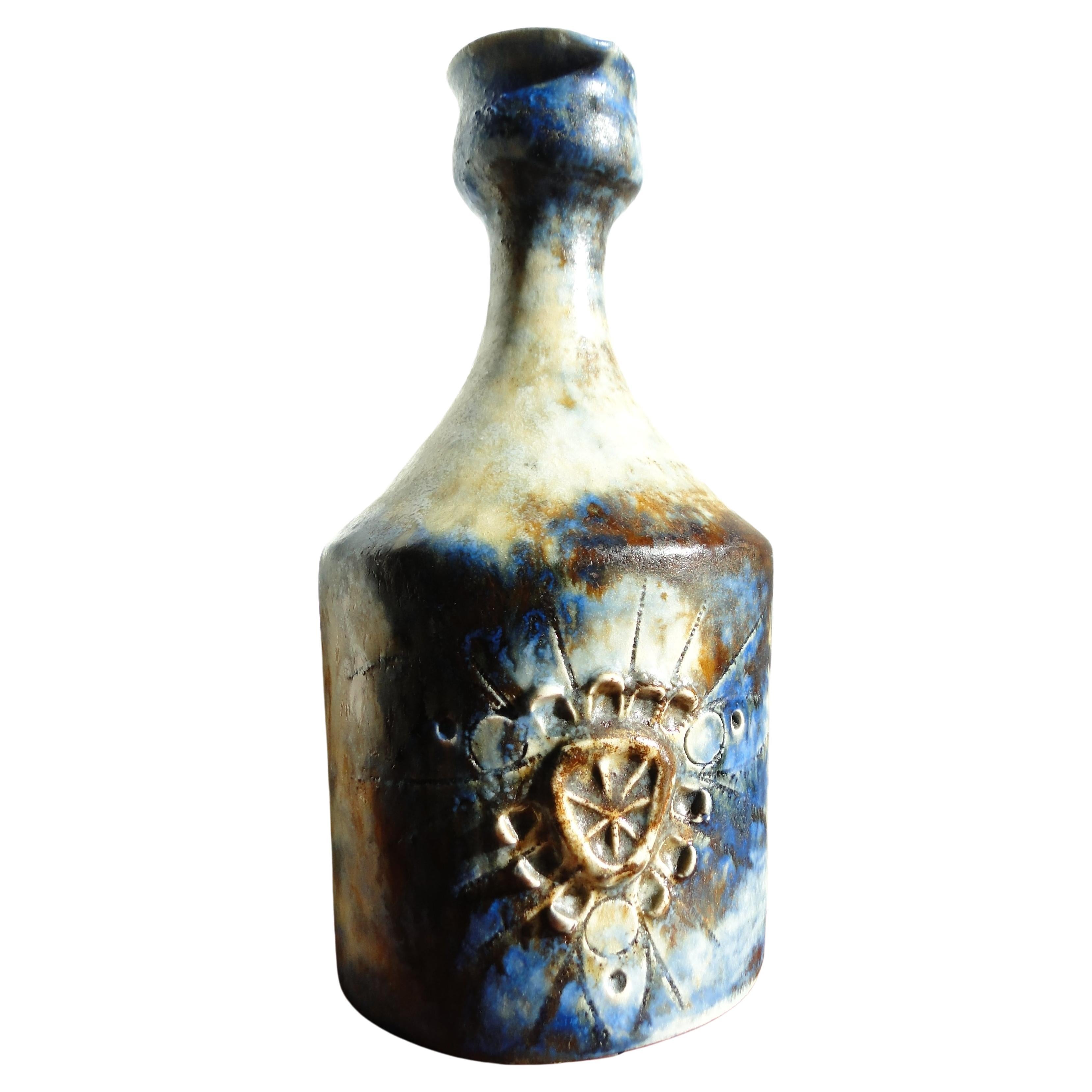 Jacques Pouchain y Atelier Dieulefit Francia Botella de cerámica francesa