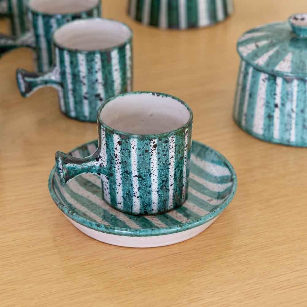 1950's French Ceramic Coffee Set from Vallauris For Sale 10
