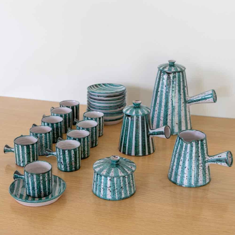 1950's French Ceramic Coffee Set from Vallauris For Sale 13