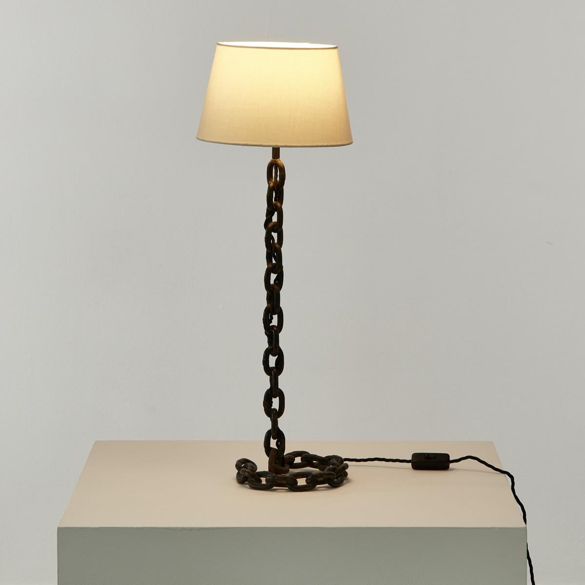 Mid-Century Modern 1950s French Chain-Link Table Lamp in the Manner of Franz West
