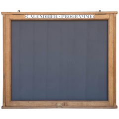 Vintage 1950s French Chalkboard Calendar or Program Wood Display