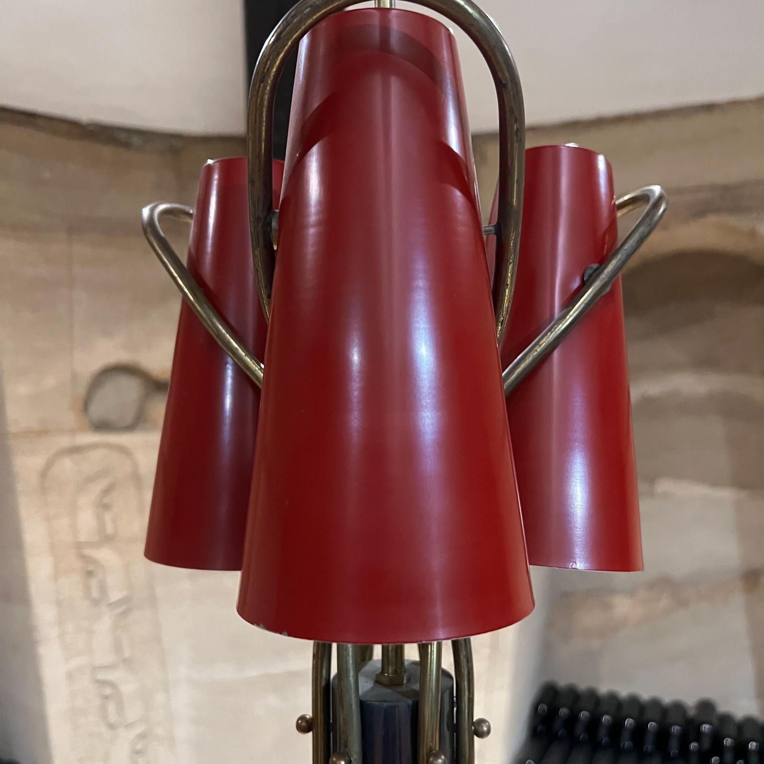 Mid-20th Century 1950s French Chandelier Red Triple Cone Pendant Style of Pierre Guariche France For Sale