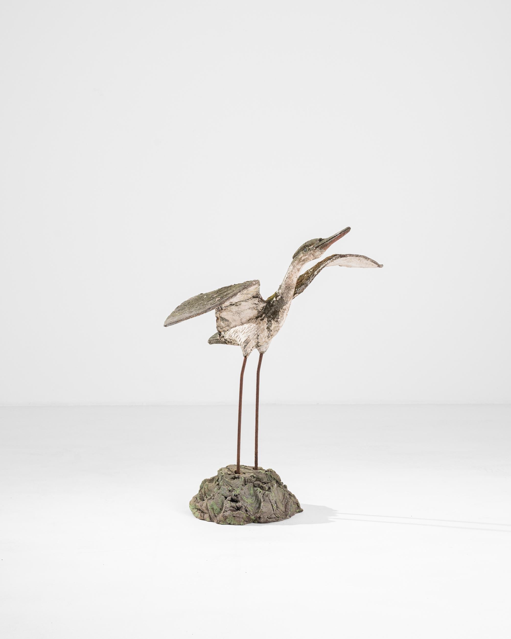 Country 1950s French Concrete Heron Sculpture