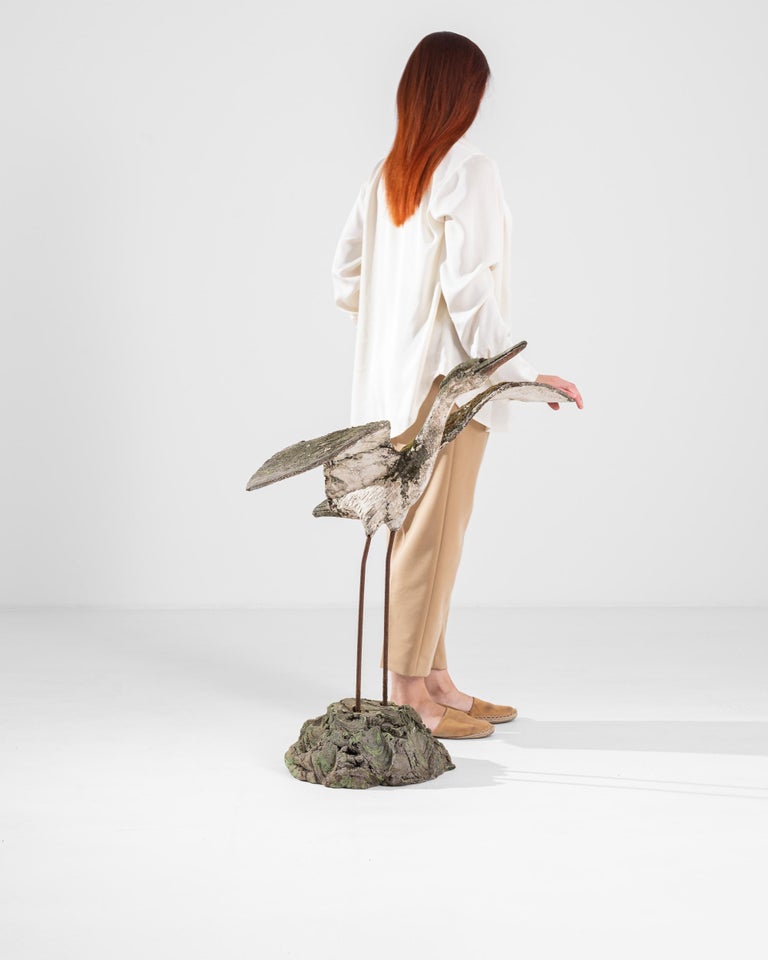1950s French Concrete Heron Sculpture For Sale at 1stDibs
