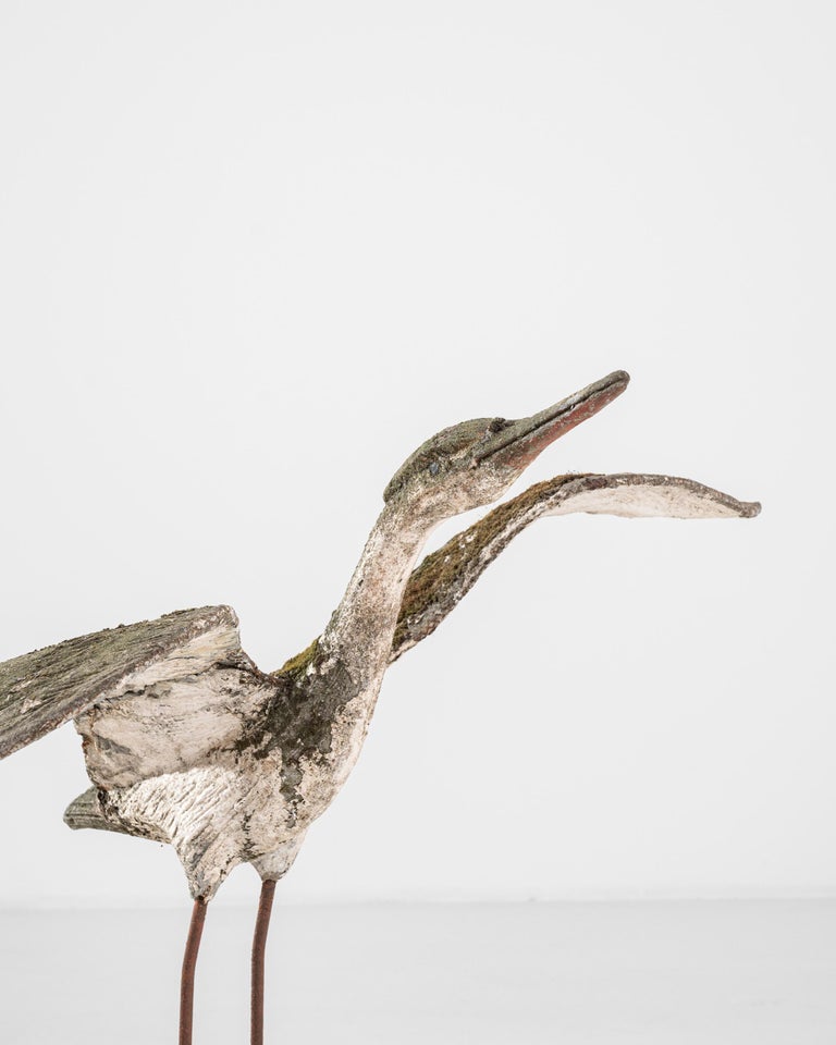 1950s French Concrete Heron Sculpture For Sale at 1stDibs