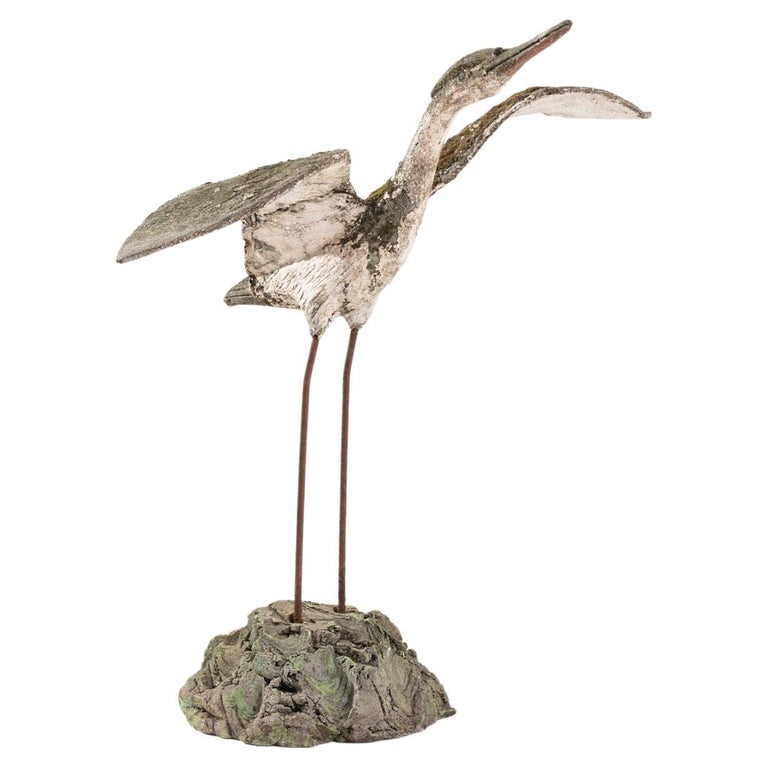 1950s French Concrete Heron Sculpture For Sale at 1stDibs