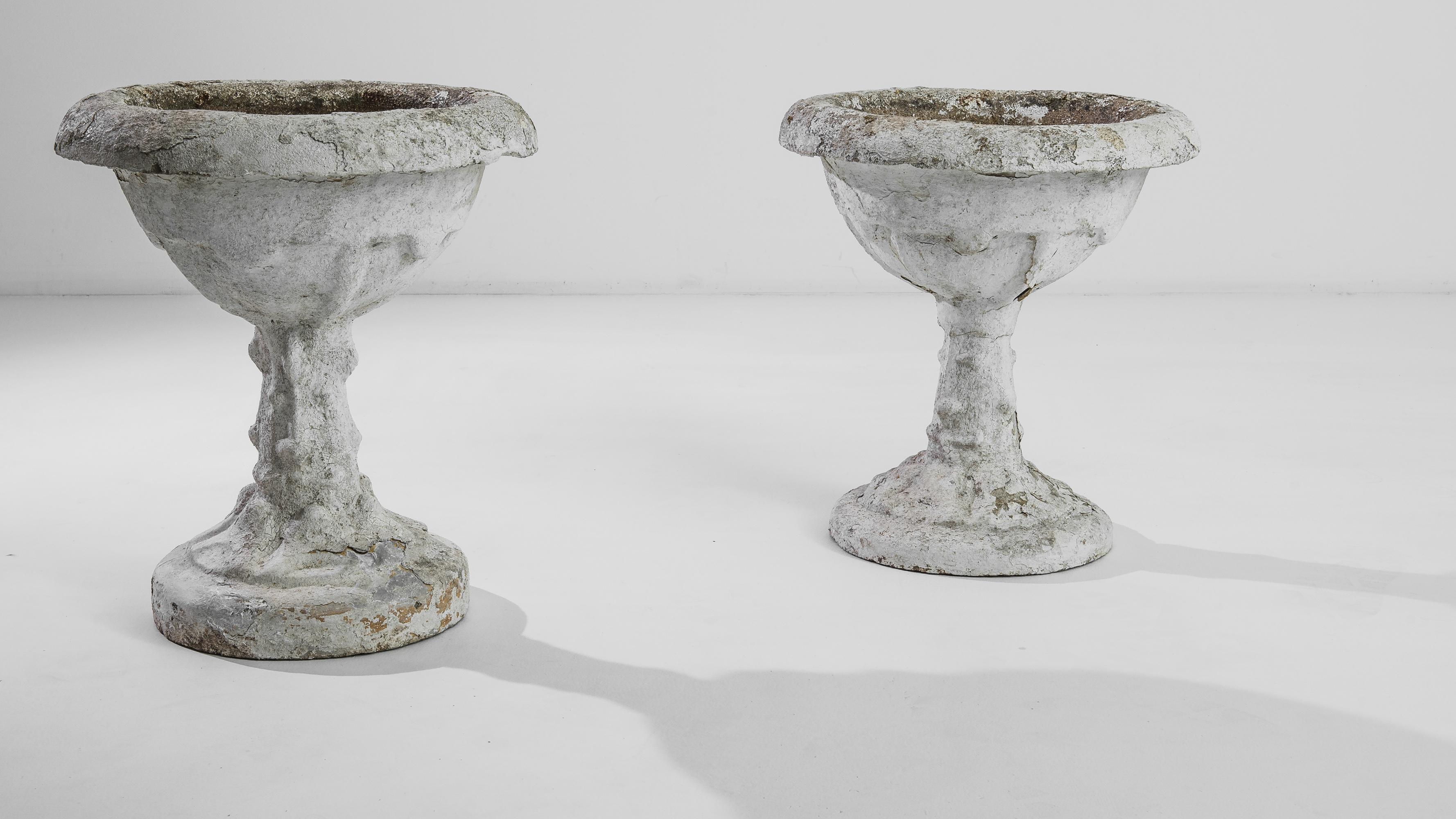 Mid-20th Century 1950s, French Concrete Planters, a Pair