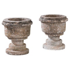 1950s French Concrete Planters, a Pair
