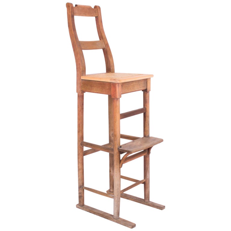 1950s French Country Tall Wooden Chair at 1stDibs