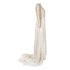 1950s French Couture Cream Silk and Lace Wedding Dress