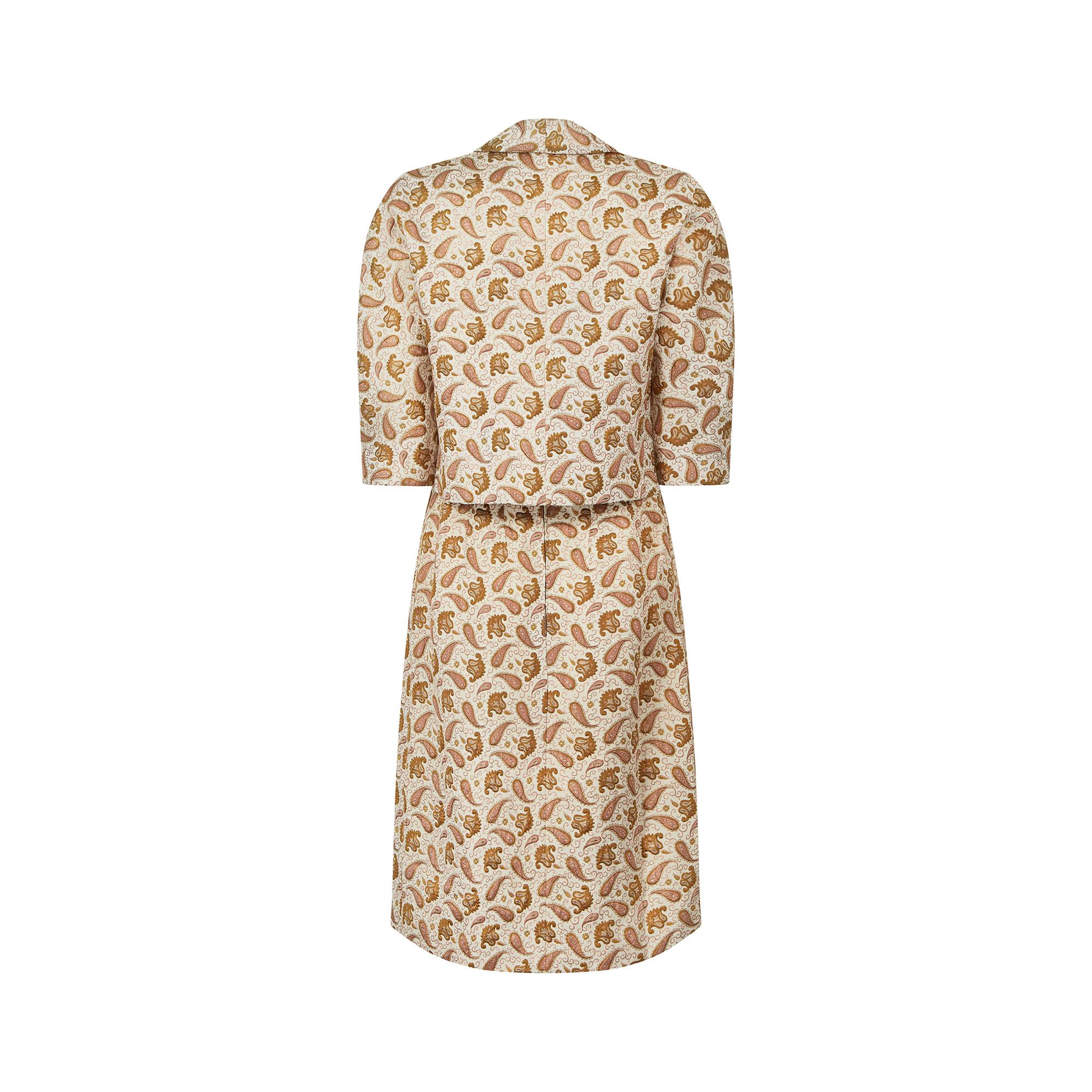 Ensemble robe et veste en brocart de soie Couture française des années 1950 Excellent état - En vente à London, GB