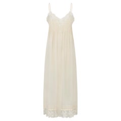 Vintage 1950s French Cream Silk Pintuck and Lace Slip Dress