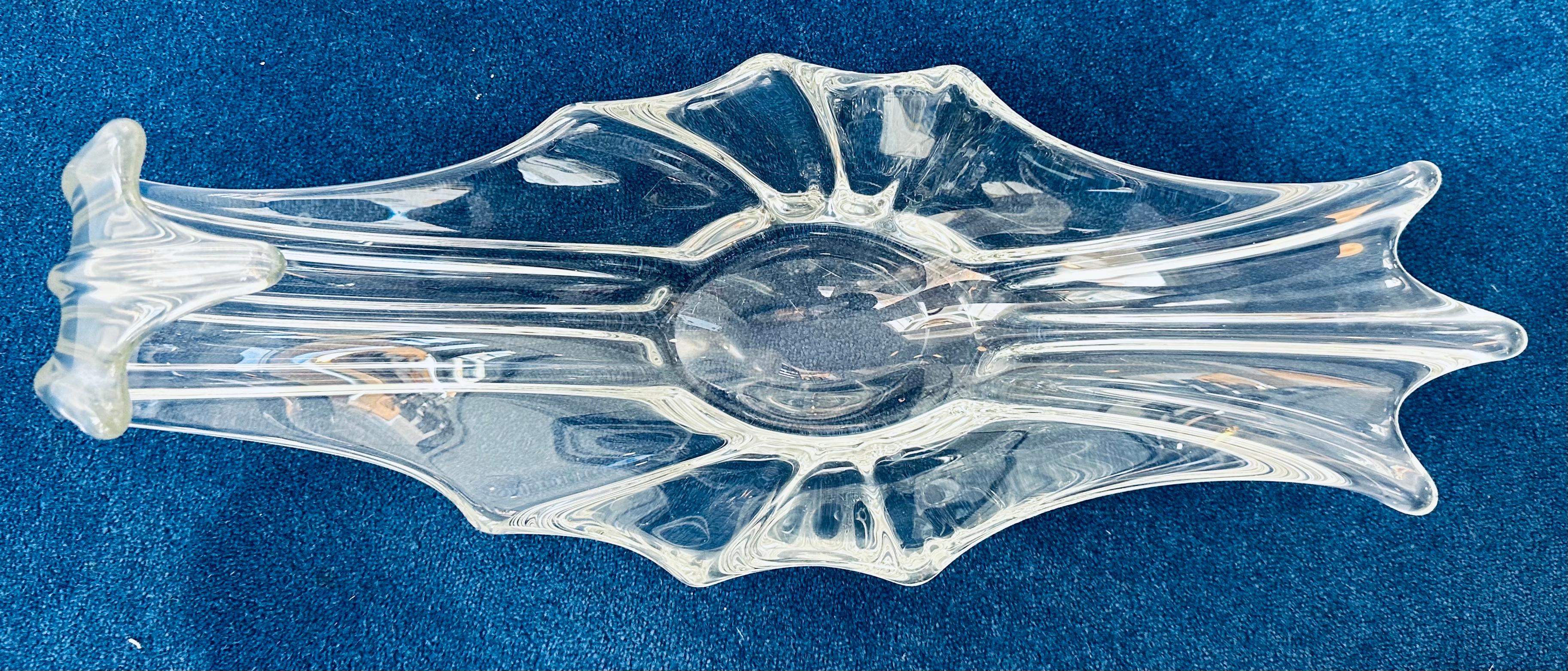 1950s French Crystal Art Glass Centrepiece Bowl in the Style of Art Vannes 9