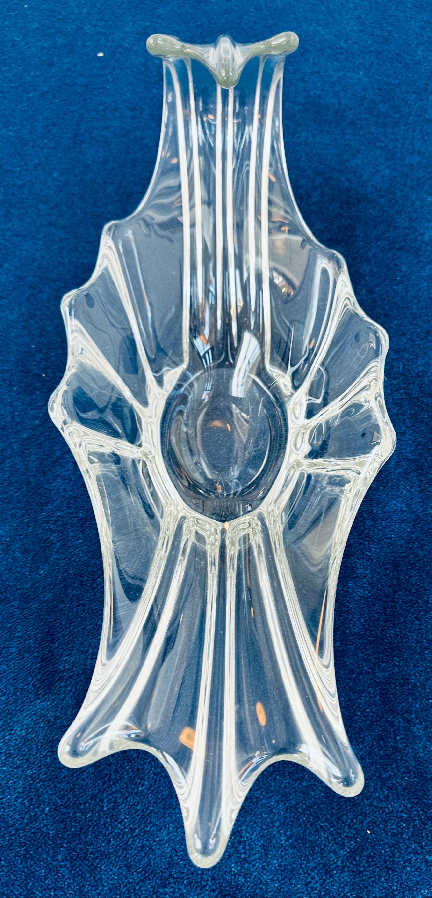 Bol de centre de table en verre d'art et cristal français des années 1950 dans le style de Art Vannes 5